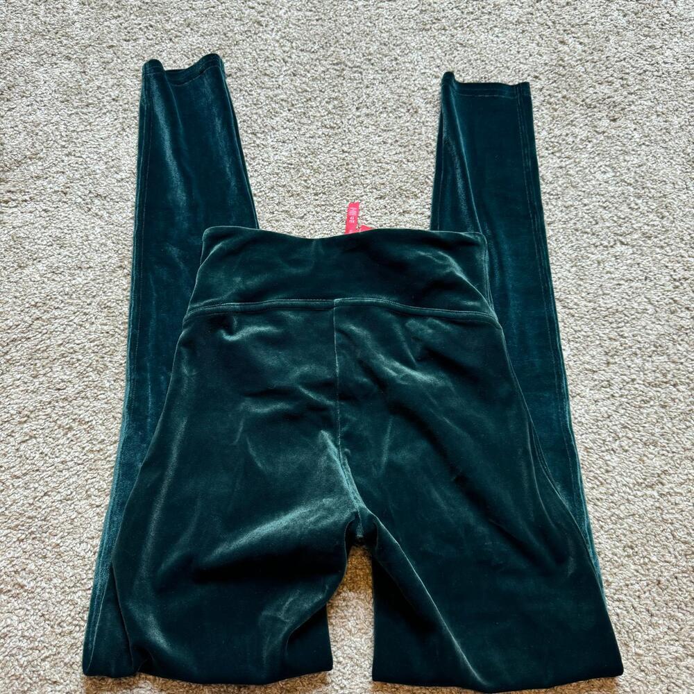 Spanx Velvet Velour Leggings Malachite Emerald Green Size Extra Small Women's - Picture 3 of 3